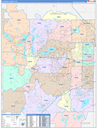 Waukesha County Wall Map Color Cast Style