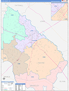 Wayne County Wall Map Color Cast Style