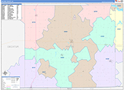 Wayne County Wall Map Color Cast Style