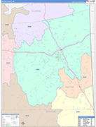 Wayne County Wall Map Color Cast Style