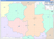Wayne County Wall Map Color Cast Style