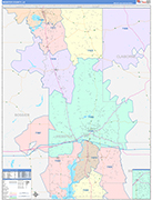 Webster County Wall Map Color Cast Style