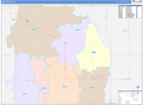 Wells County Wall Map Color Cast Style