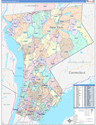 Westchester Wall Map Color Cast Style