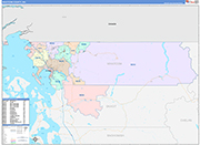 Whatcom Wall Map Color Cast Style