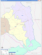 Wheeler County Wall Map Color Cast Style
