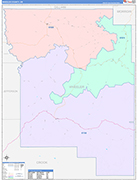 Wheeler County Wall Map Color Cast Style