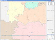 Wheeler County Wall Map Color Cast Style