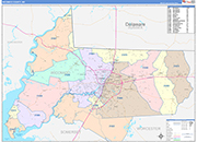 Wicomico County Wall Map Color Cast Style