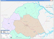 Wilkes County Wall Map Color Cast Style