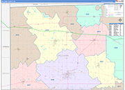 Williams County Wall Map Color Cast Style