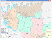 Wilson County Wall Map Color Cast Style