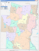 Windham County Wall Map Color Cast Style