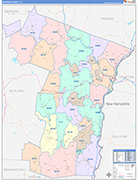 Windsor County Wall Map Color Cast Style