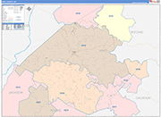 Wirt County Wall Map Color Cast Style