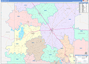 Wise County Wall Map Color Cast Style