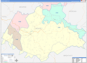 Wolfe County Wall Map Color Cast Style