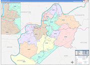 Wood County Wall Map Color Cast Style