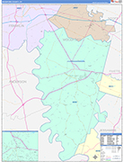 Woodford County Wall Map Color Cast Style