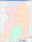 Woodruff County Wall Map Color Cast Style