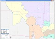 Woods County Wall Map Color Cast Style