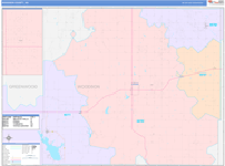 Woodson County Wall Map Color Cast Style