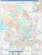 Worcester Wall Map Color Cast Style