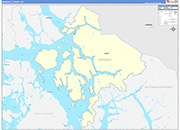 Wrangell County Wall Map Color Cast Style