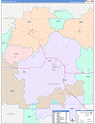 Wyandot County Wall Map Color Cast Style
