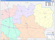 Yadkin County Wall Map Color Cast Style