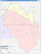 Yancey County Wall Map Color Cast Style