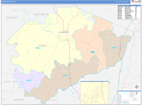 Yazoo County Wall Map Color Cast Style