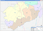 Yazoo County Wall Map Color Cast Style