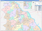 York Wall Map Color Cast Style