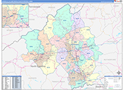 Asheville Metro Area Wall Map Color Cast Style