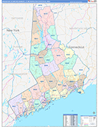Bridgeport-Stamford-Danbury Metro Area Wall Map Color Cast Style