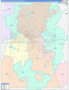 Burlington Metro Area Wall Map Color Cast Style