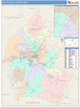 Charlottesville Metro Area Wall Map Color Cast Style