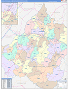 Charlottesville Metro Area Wall Map Color Cast Style