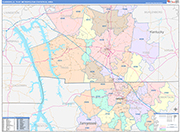 Clarksville Metro Area Wall Map Color Cast Style