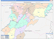 Cumberland Metro Area Wall Map Color Cast Style