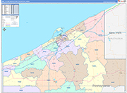 Erie Metro Area Wall Map Color Cast Style