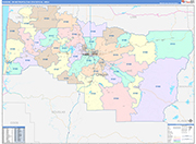 Eugene Metro Area Wall Map Color Cast Style