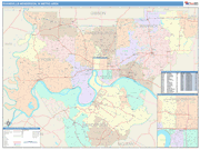 Evansville Metro Area Wall Map Color Cast Style