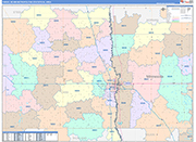 Fargo Metro Area Wall Map Color Cast Style