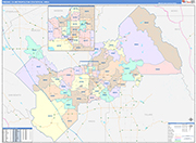 Fresno Metro Area Wall Map Color Cast Style