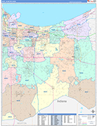 Gary Metro Area Wall Map Color Cast Style