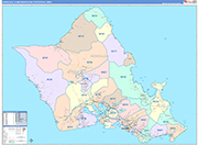 Honolulu Metro Area Digital Map Color Cast Style