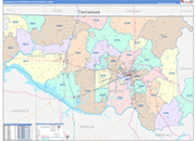 Huntsville Metro Area Wall Map Color Cast Style