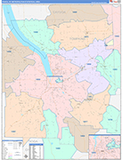 Ithaca Metro Area Wall Map Color Cast Style
